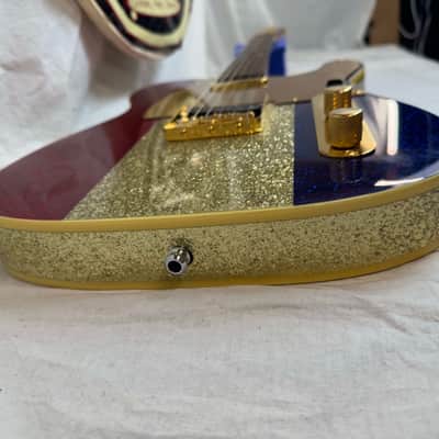 Fender Buck Owens Telecaster Guitar with Case 2002 - 2004 - MIJ Made In Japan - Red, Silver & Blue Sparkle image 20