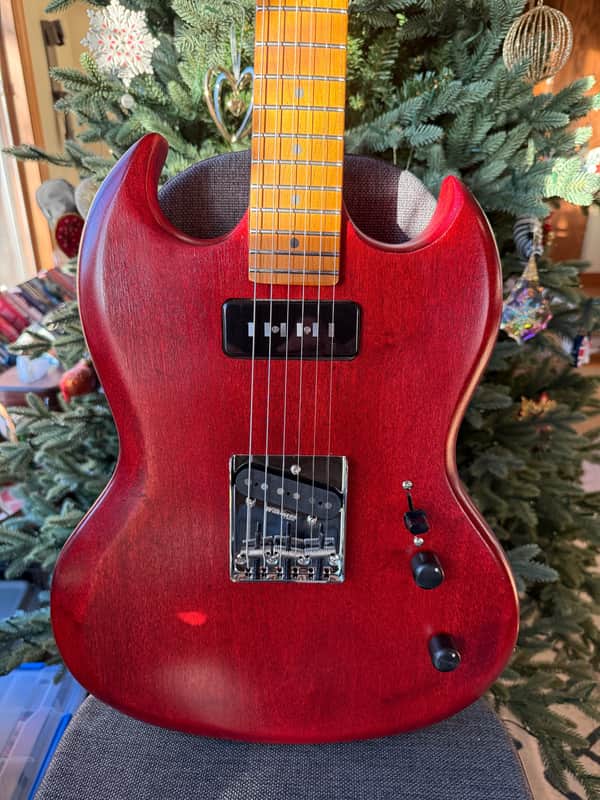 Custom Semi Hollow SG \ Telecaster style  with Brazilian Tuari Wood , Custom wound pickups - Roasted maple neck image 1