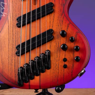Ibanez BTB866MS 6-String Bass Workshop Brown Topaz Burst Flat image 5