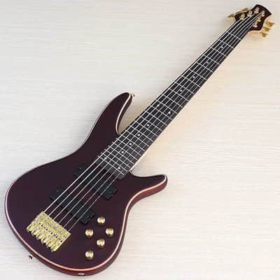 Custom 6 String Electric Bass, Sapele Wood Top Body, Maple Neck