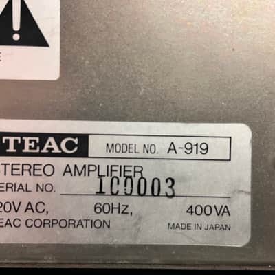 Vintage Teac A-919 DC 110 watts per channel Integrated Stereo Amplifier Phase Inverted Drive System image 13
