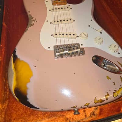 2021 Fender Custom Shop LE '56 Stratocaster Heavy Relic - Faded Shell Pink over 2-tone Sunburst image 2