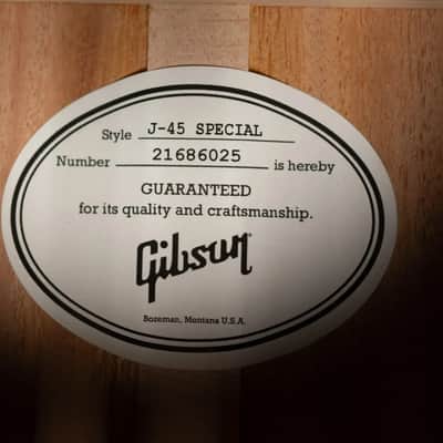Gibson J-45 Special Acoustic/Electric Guitar - Satin Vintage Sunburst with Gig Bag image 17
