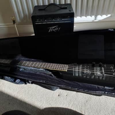Hondo Alien Headless Bass 80s with Case and Peavey Microbass image 4