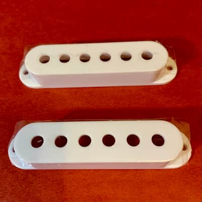 Pickup Covers (2) White - 50 mm Spacing, Single Coil Strat Style image 1