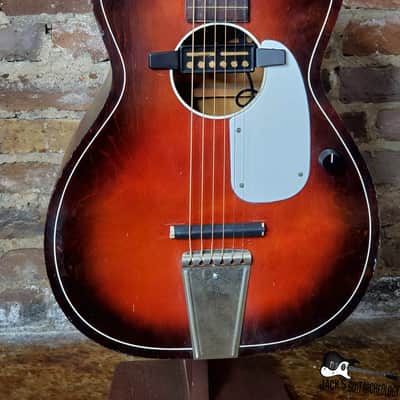 Five Star/Harmony Stella Parlor Acoustic Guitar w/ Goldfoil Pickup & Rubber Bridge (1960s, Redburst) image 2
