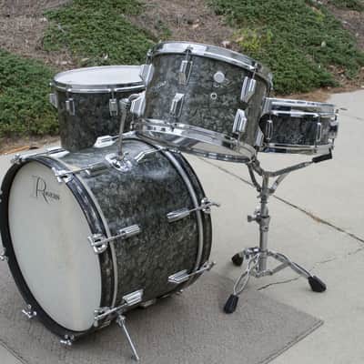 Vintage 60's Rogers Black Diamond Pearl Drum Set Matching Snare image 3