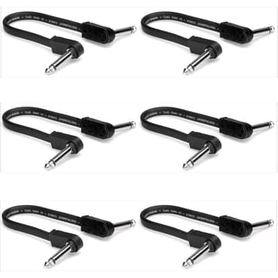 Hosa CFP-606 Right-Angle Flat Guitar Pedalboard Patch Cable - 6" (6-Pack)