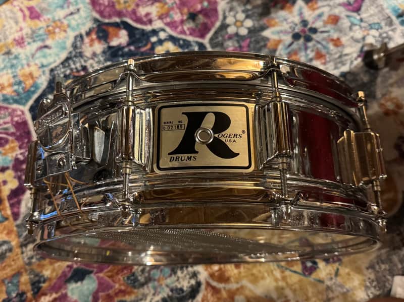 Rogers "Big R" SuperTen 5x14" 10-Lug Steel Snare Drum 1975 - 1984 - Chrome image 1