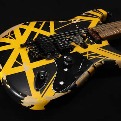 EVH Striped Series Frankenstein Frankie Electric Guitar - Black with Yellow Stripes, Relic 616 image 1