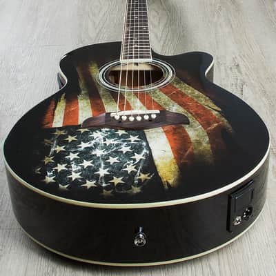 Oscar Schmidt OG10CEFLAG Concert Cutaway Spruce Top Wood 6-String Acoustic-Electric Guitar w/Preamp image 3