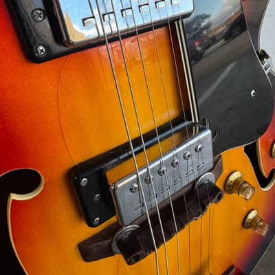 RARE VINTAGE Univox Pro Jazz Guitar ES-175 L-5 Semi Hollowbody Open Book Headstock MIJ Japan 70’s - Sunburst image 4