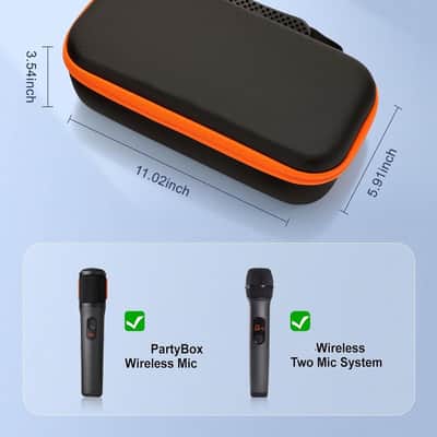 Hard Shell Microphone Case for Wireless Two Mic System & PartyBox Wireless Mic, Carrying Travel Mics Storage Bag with 2 Microphone Cover and 2 Silicone Bases for Karaoke Stage Parties image 2
