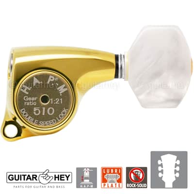 NEW Gotoh SGL510Z-P7 HAPM Locking Tuners Adj. Height 1:21 Gear Ratio 3x3 - GOLD