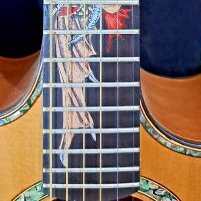 Blueberry Handmade Double Cutaway Grand Concert Acoutic Guitar Dragon Motif image 6
