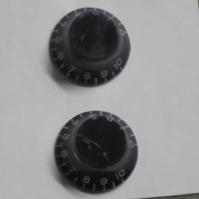 one pair (2 individual knobs) used relic'd genuine Gibson Black TOP HAT Knobs (model PRHK-010) knobs have some visible imperfections from use (the other two knobs from the from the PRHK-010 set are NOT included) image 18