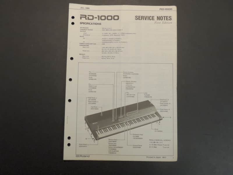 Roland RD-1000 Service Notes [Three Wave Music] image 1
