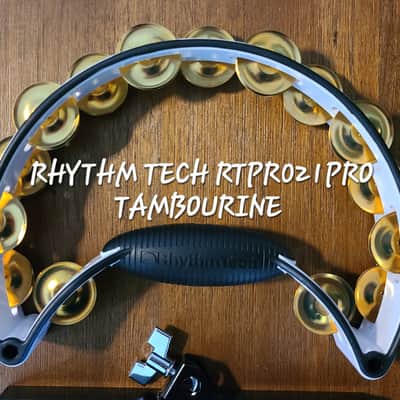 RhythmTech RTPRO1 Pro Series Tambourine brass Jingles White/black Drum mount included image 2