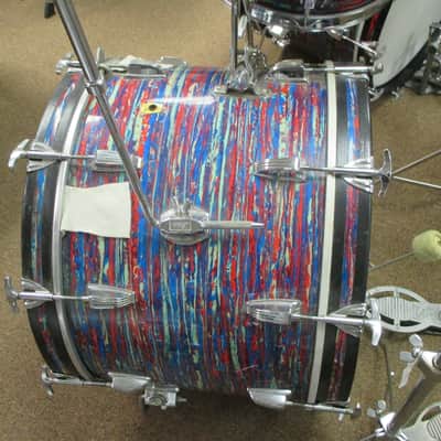 *Vintage* 1968 Ludwig Psychedelic Red Double Bass Drum Set image 13