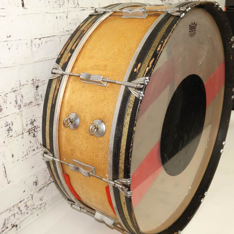 Vintage 1959 Ludwig ‘Scotch’ 26×8 Marching Bass Drum in Gold Sparkle image 1
