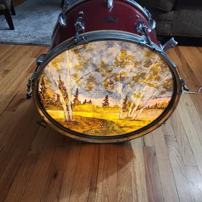 Majestic MIJ Bass drum/lamp 60's  - Red sparkle image 6
