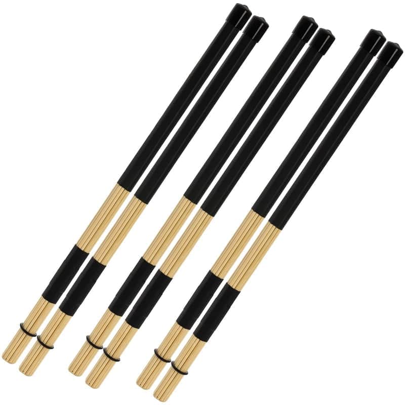 3 Pair 16 Inch Bamboo Hot Rods Drumsticks, 5A Jazz Drum Sticks Constructed Of 19 Bamboo Dowels, Rods Drum Brushes For Jazz, Folk, Small Venue And Acoustic Performance