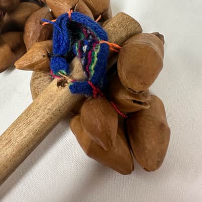 Seed Pod Nut Rattle Shakers (Pair), Sound Effect, 8" Handles - EXCELLENT image 3
