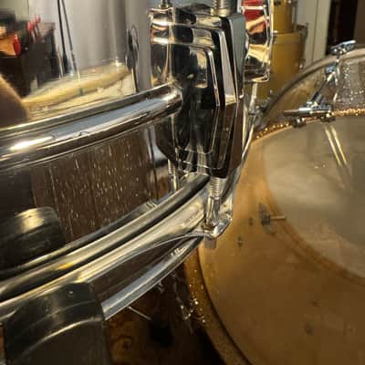 Ludwig No. 400 Supraphonic 5x14" 10-Lug Aluminum Snare Drum with Pointed Blue/Olive Badge 1969 - 1979 Chrome-Plated image 13