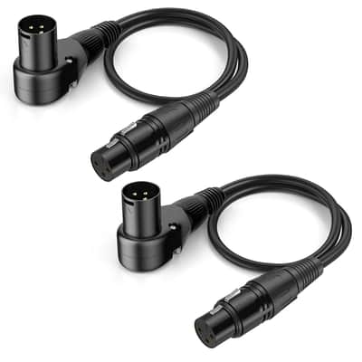 Right-Angle XLR Male to Straight XLR Female Microphone Cable 2-Pack, Adjustable 90 Degree Pro Balanced Shielded 3 Pin DMX Patch Cord for Studio Audio&DJ Stage Live Recording(C, 6Feet) image 1