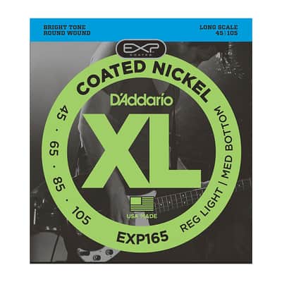 D'Addario EXP165 Coated Bass Guitar Strings Light Top/Medium Bottom 45-105 Long Scale