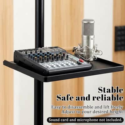 Mic Stand Tray Clamp On Shelf Lash Tray Holder Microphone Stand Trays Pole Mount Shelf Tripod Trays Desk Holders Mic Stands Accessories With 9.44" X 6.88" For Stage, Music Sheet, Live Streaming image 3