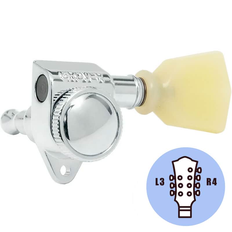 NEW Grover 502 LOCKING 7-String Tuners L3+R4 Modern Gibson Les Paul 3x4 - CHROME image 1