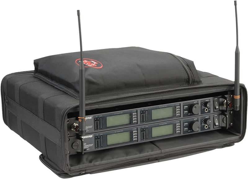 SKB Cases 2U Series Soft Rack Case with Steel Rails, Heavy Duty Zippers, Outer Pocket, and Shoulder Straps, For Wireless Microphone Systems and Pre-Amps image 1