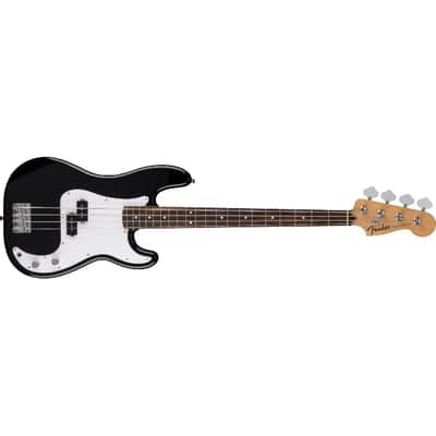 Fender Standard Precision Bass, Laurel Fingerboard, White Pickguard, Black image 3