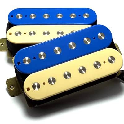 Dragonfire Zebra Screamers HH Set ~ Blue Cream Zebra Set Style #4 ~ Humbucker Pickups, Bridge + Neck image 1