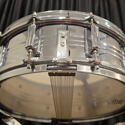 Pearl Stewart Copeland Chrome over brass model B4214 10 lug snare drum 1970s - Chrome image 9