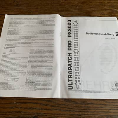 BEHRINGER PX2000 ULTRAPATCH PRO MANUAL/ TECHNICAL BOOKLET-  MAKE OFFER! image 3