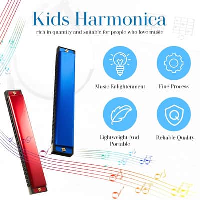 10 Pcs Harmonica Set Titanium Color Harmonica with Case Cleaning Cloth Diatonic Chromatic Musical Mouth Organ for Beginners(24 Hole 24 Tones) image 3