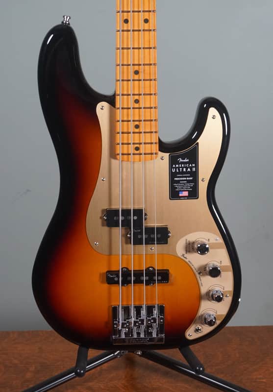 Fender American Ultra II Precision Bass, Maple Fingerboard, Ultraburst w/ Deluxe Molded Case - Open Box image 1