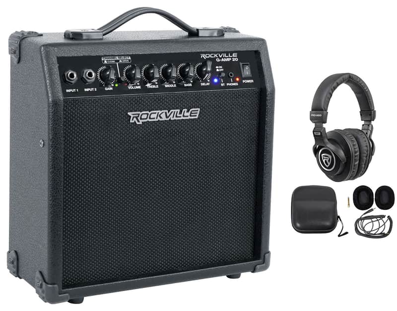Rockville G-AMP 20 Watt Guitar Amplifier Combo Amp Bluetooth/Delay + Headphones image 1
