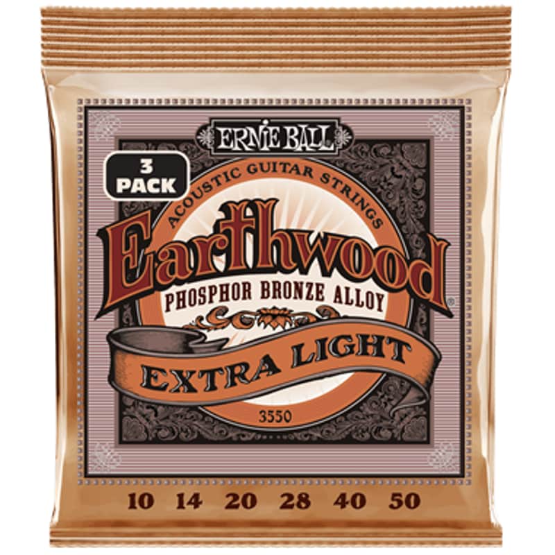 Ernie Ball Earthwood Acoustic Guitar Strings Set 3 Pack 10-50 image 1
