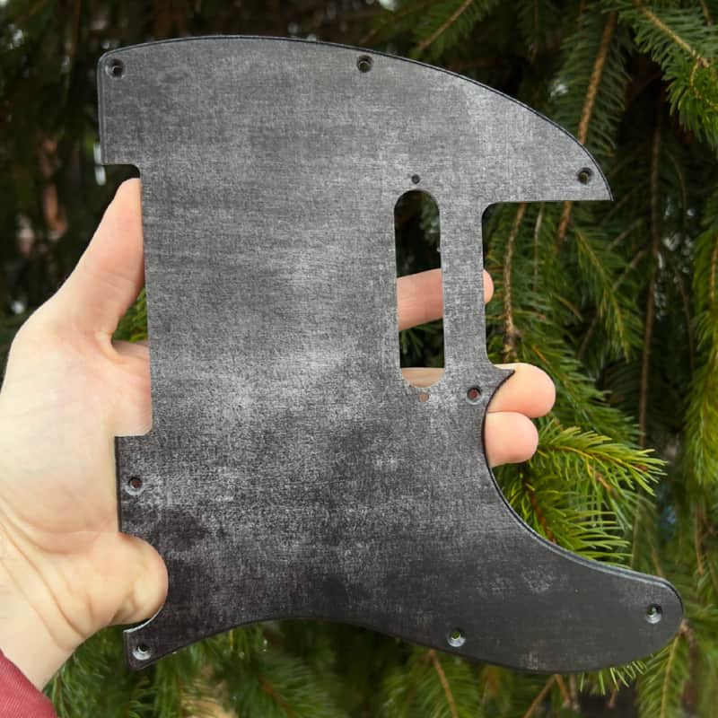 Miraculum Workshop Tele-Style 8-Hole Pickguard – Distressed Black Jungle Mist image 1