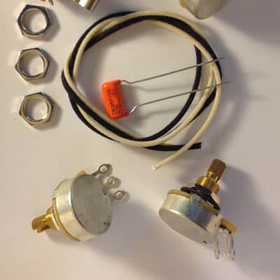 Wiring Harness Kit For J Bass 500k CTS 450G Knurled Pots .022uf 225P Orange Drop Cap image 1