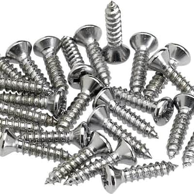 Fender Chrome Pickguard and Control Plate Mounting Screws 1/2" Phillips Head-Pack of 24 image 1