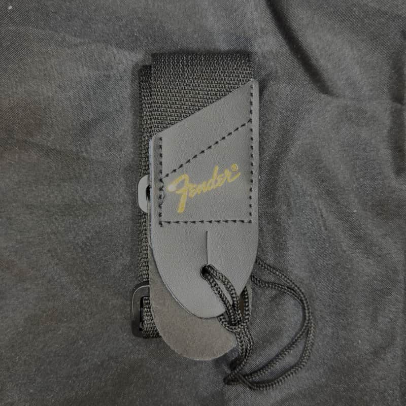 Fender Black 58" Long 2" Wide Guitar Strap - Gold logo image 1