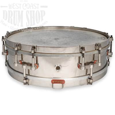 Vintage Maximilian A. Wintrich 4x14 Nickel Plated Snare Drum with Gut Wires, Patent, and Case image 1