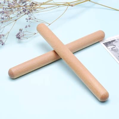 2 Pairs Classical Wood Claves Musical Percussion Instrument, 8 Inch Rhythm Natural Hardwood Sticks With A Carry Bag image 6