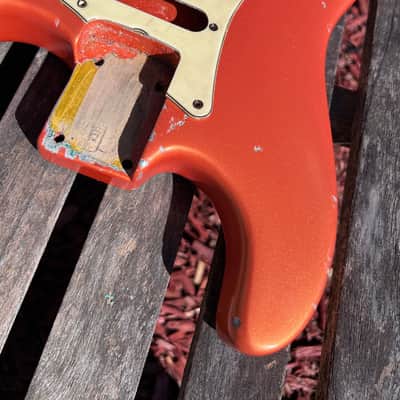 JVG ST BODY Mahogany RELIC Aged Patina Vivid Pearl tangerine LACQUER finish INCLUDES JVG-Aged PICKGUARD and NECK order yours today JVGuitars image 5
