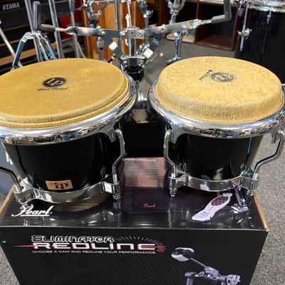 L.P. Traditional Fiberglass set of Bongos 2019 - Black lacquer image 3