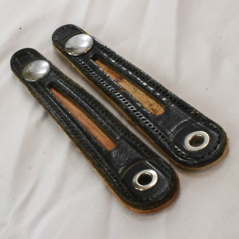 Accordion Bellows Italian Black Strip Leather Clasp Part - Pair of 2 Pieces image 1